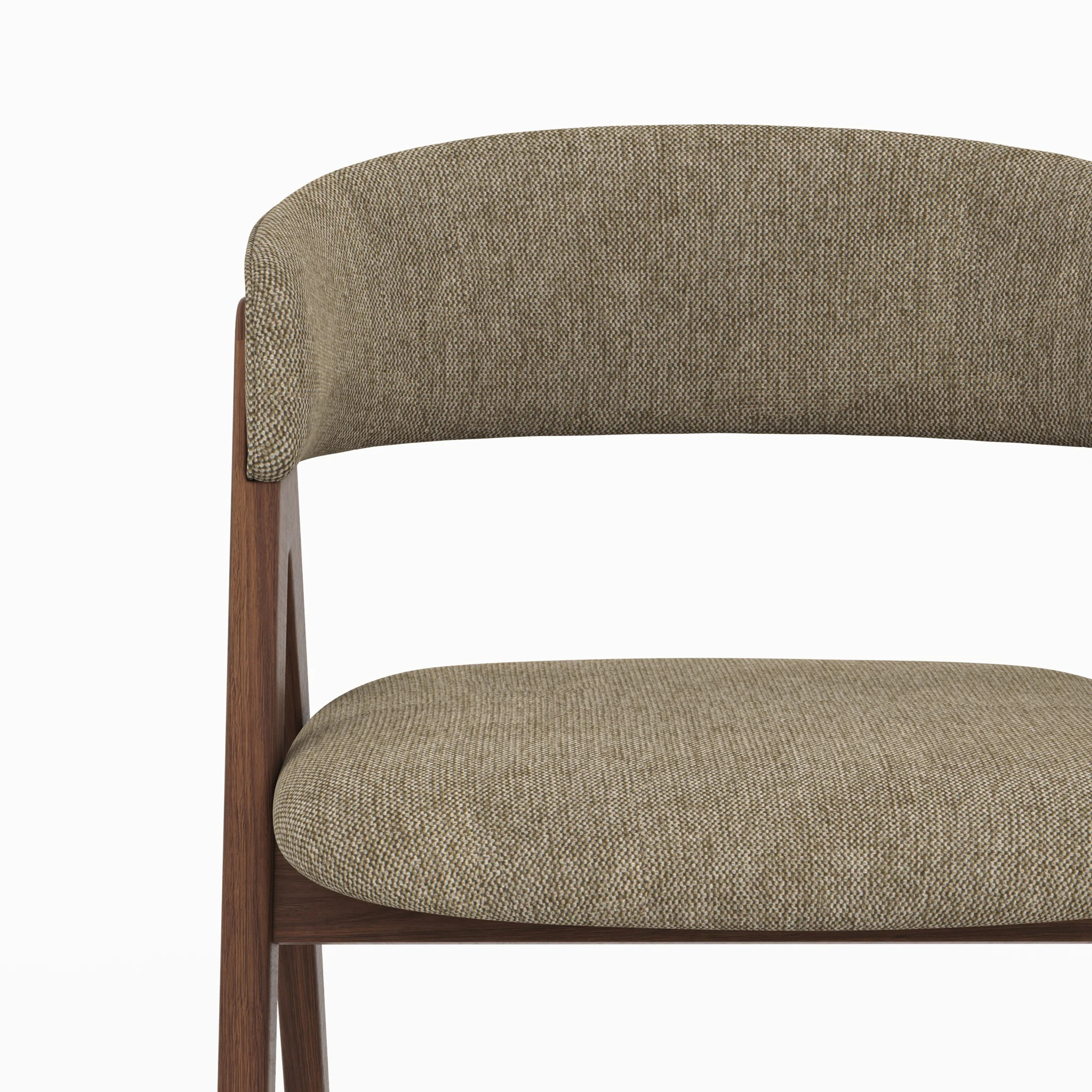 Chaise en bois foncé et tissu vert olive - Isis