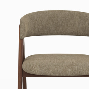 Chaise en bois foncé et tissu vert olive - Isis