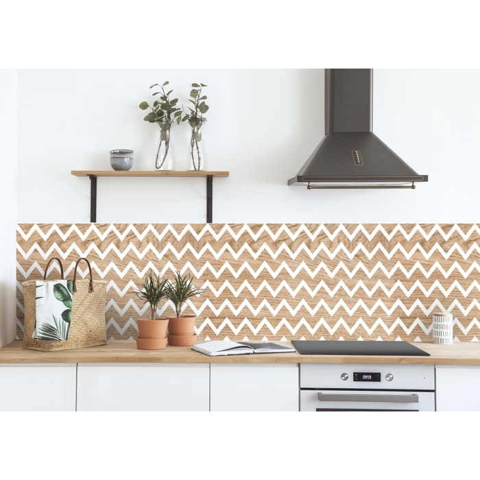 Stickers adhesivos de CERAMIKO - blanco y madera 65x100