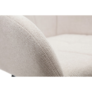 Chaises design matelassées en tissu effet velours texturé beige et métal noir (lot de 2) MONTERO