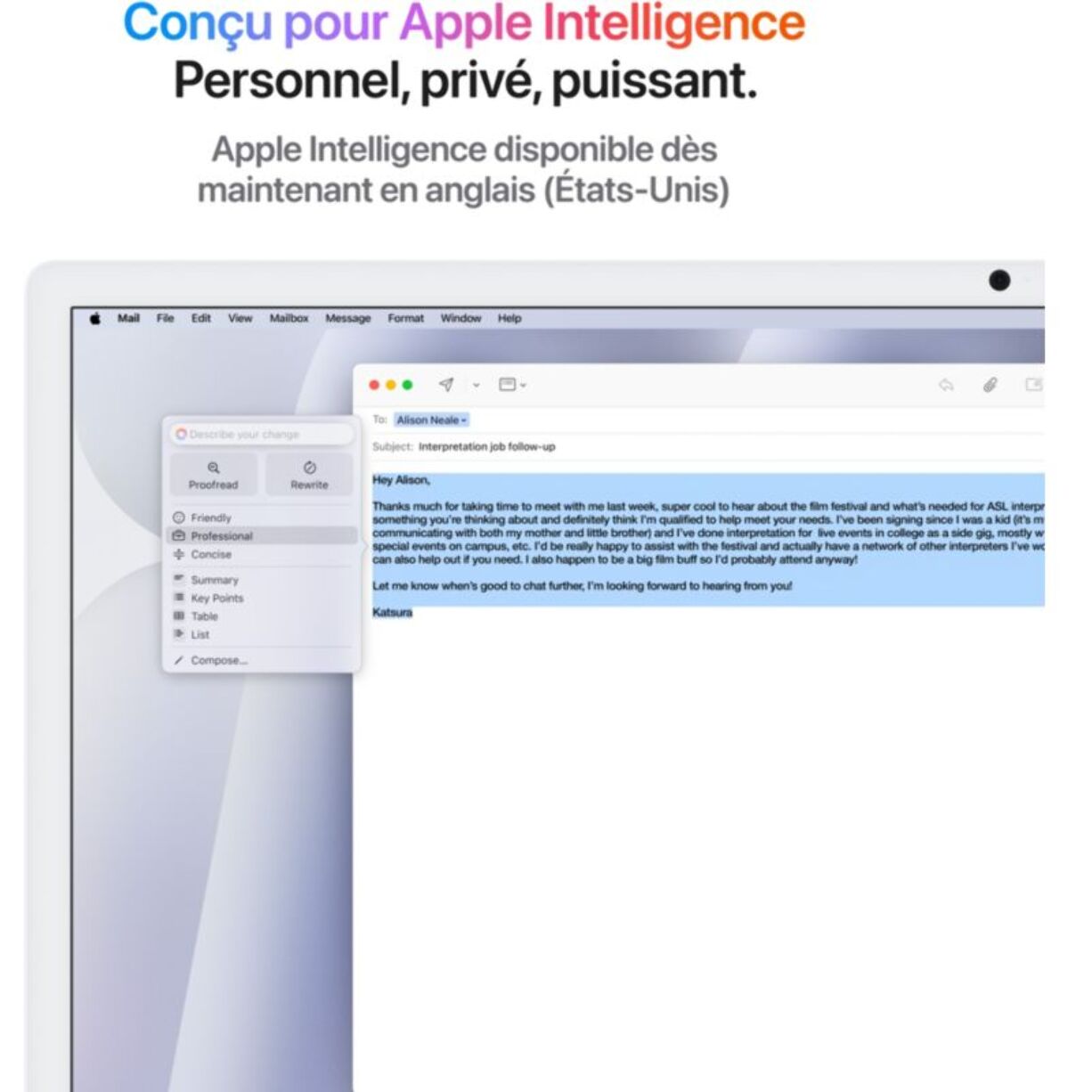 Ordinateur Apple IMAC 24" Ecran Retina 4,5K Puce M4 CPU 10 / GPU 10 coeurs Mémoire RAM 16Go Stockage 512Go SSD Argent