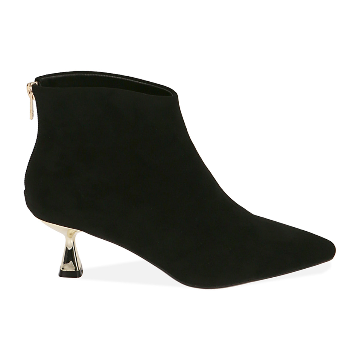 Ankle boots neri in microfibra, tacco 5,5 cm