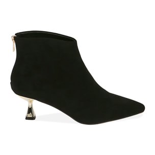 Ankle boots neri in microfibra, tacco 5,5 cm