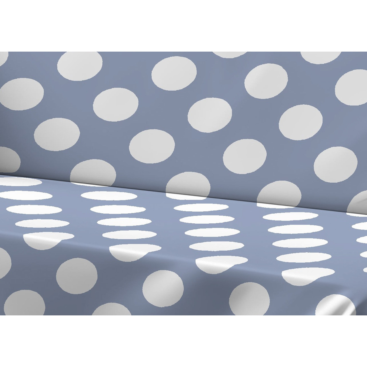 Telo Arredo Copritutto Grand Foulard Copridivano Copriletto 100% Cotone Disegno Pois Azzurro