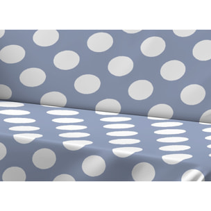 Telo Arredo Copritutto Grand Foulard Copridivano Copriletto 100% Cotone Disegno Pois Azzurro