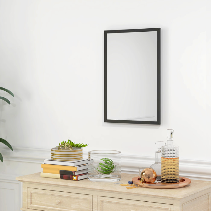 Miroir mural rectangulaire dim. 40L x 60H cm cadre bois noir