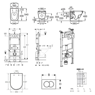 Duofix Pack WC bâti-support + WC suspendu sans bride Roca avec abattant SoftClose + plaque blanche (GEBROGAWR01-FR)