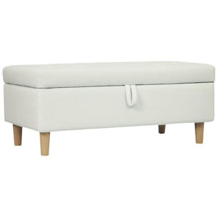 Puff Almacenaje Baúl Tapizado de Terciopelo 100x50x43 cm con Patas de Madera Capacidad 71L Soporta 240 kg Banco Almacenaje para Dormitorio Pasillo Salón Blanco Crema