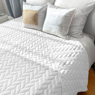 Couvre lit en microfibre dessin par ultrason - Blanc