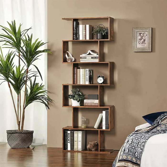 Libreria Alowha, Mobile con ripiani, Biblioteca da ufficio, 100% Made in Italy, cm 80x25h192, Acero