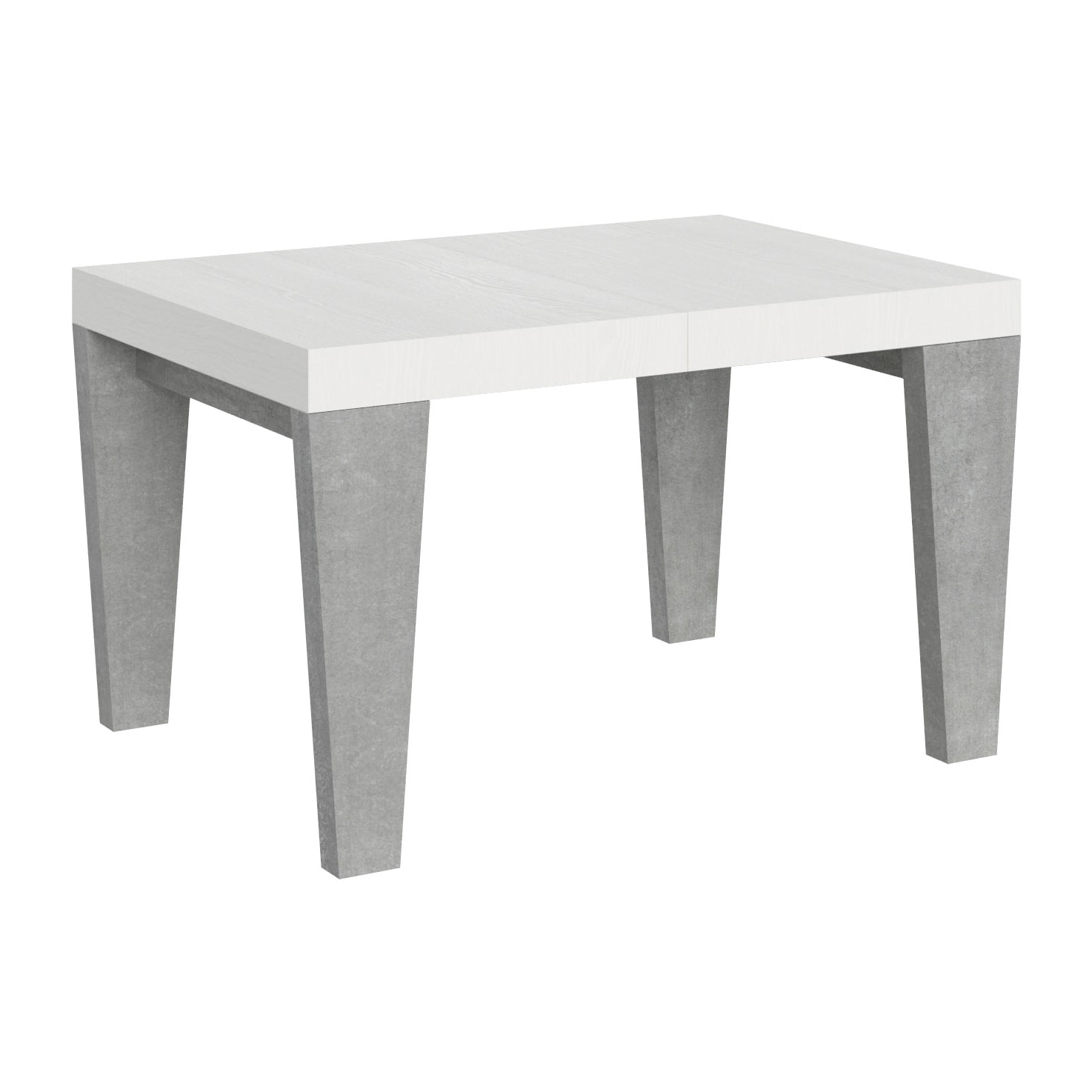 Mesa extensible 90x130/234 cm Spimbo Mix tapa Fresno Blanco patas Cemento