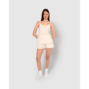 Pigiama corto mussola spalline bianco