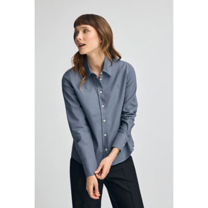 Camicia blu denim dal fit dritto con logo Rigby Go
