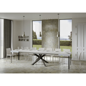 Table extensible 90x130/390 cm Volantis Frêne Blanc cadre Anthracite