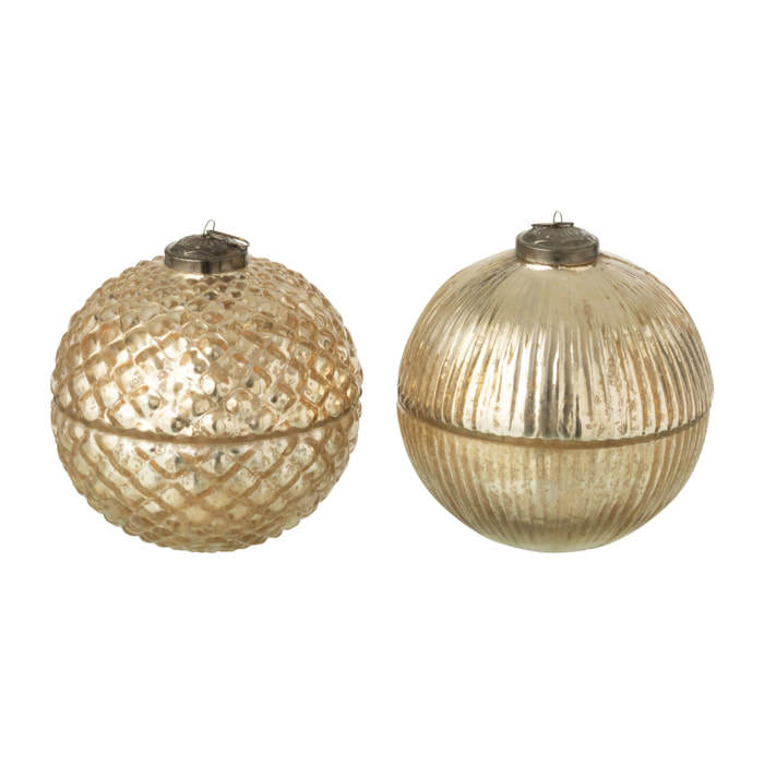 J-Line bougie parfumée Boule De Noël - verre - or - large - 2 pcs