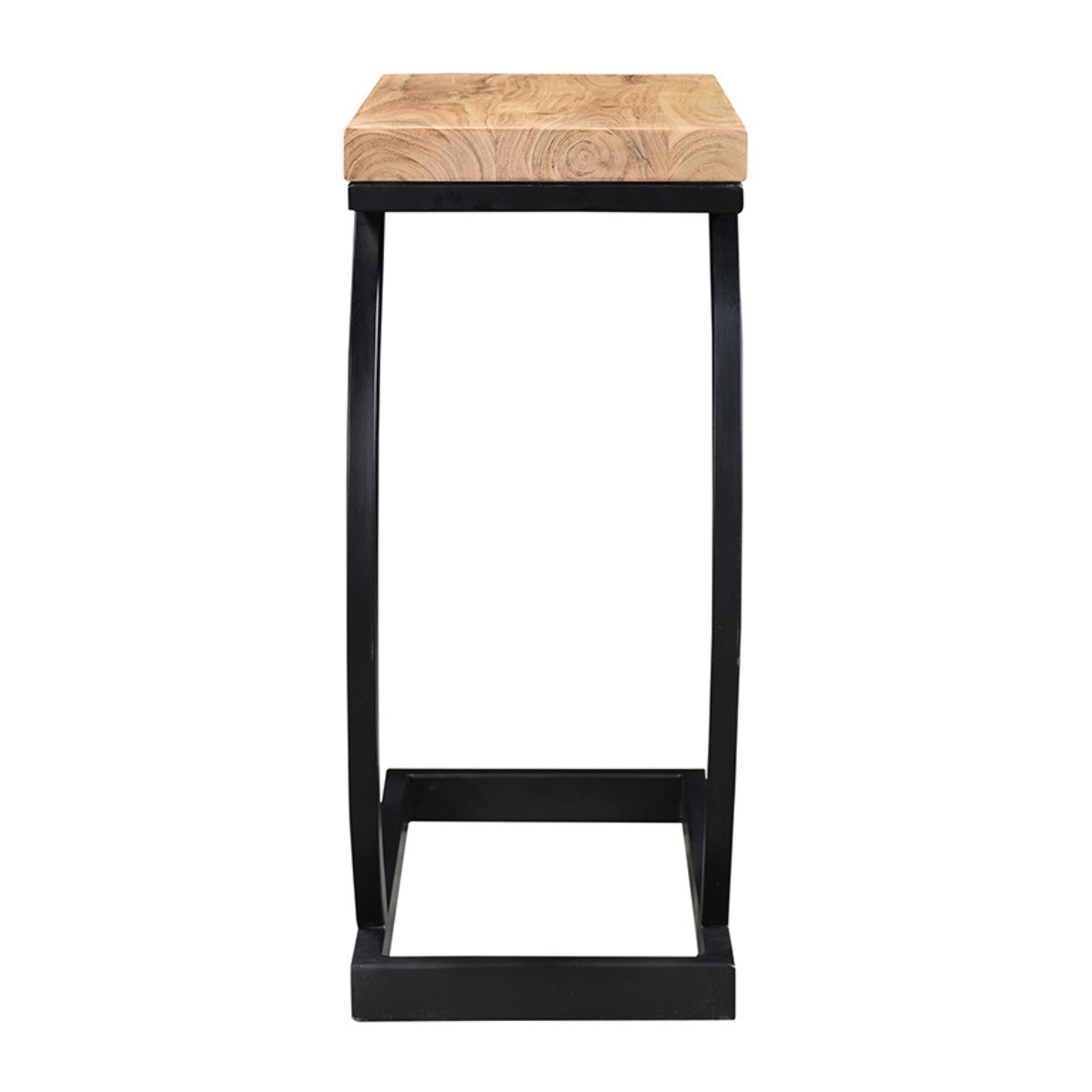 Table d'appoint design rectangulaire en bois massif et métal noir BREAK