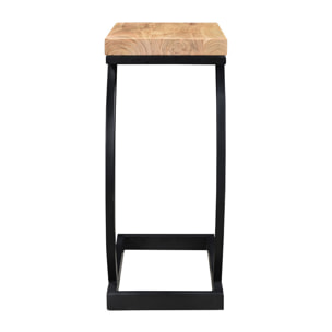 Table d'appoint design rectangulaire en bois massif et métal noir BREAK