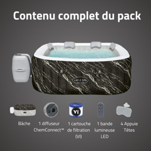 Bestway Spa gonflable carré Lay-Z-Spa Hollywood Luxe AirJet LED 4-6 personnes