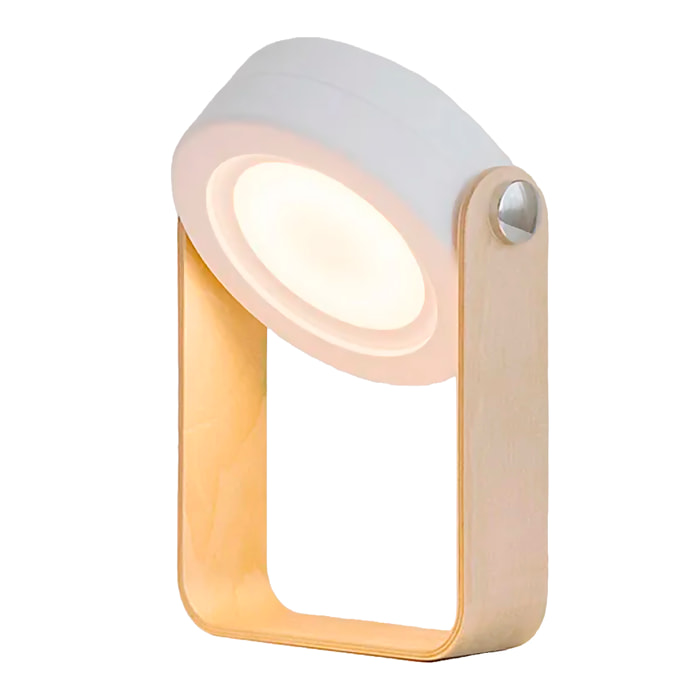 Lámpara LED con diseño plegable, control táctil con 3 colores de luz y batería recargable.