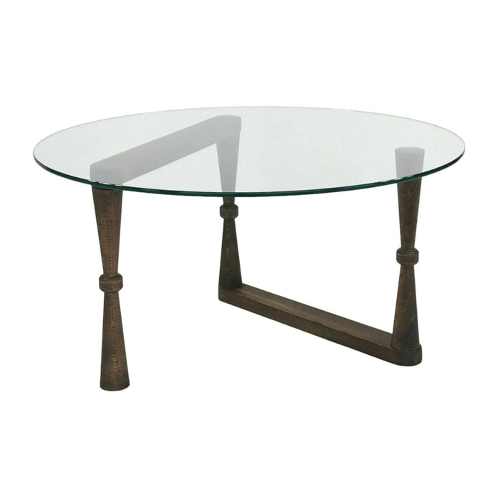 Tavolino da salotto Belvi, Tavolo basso da caffè, Portariviste per divano, Ripiano da soggiorno, 80x80h41 cm, Noce