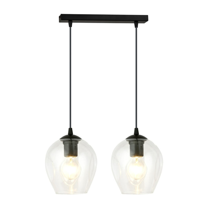 Lampada a sospensione ISTAR in acciaio nero e vetro
