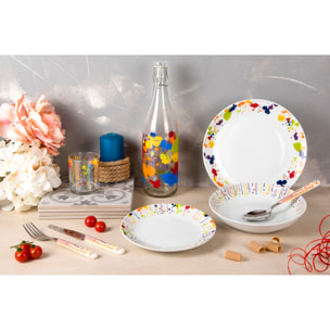 Service 18 assiettes Excelsa Dripping, porcelaine, multicolore