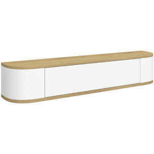 Console suspendue Elora 1 porte effet hêtre et blanc