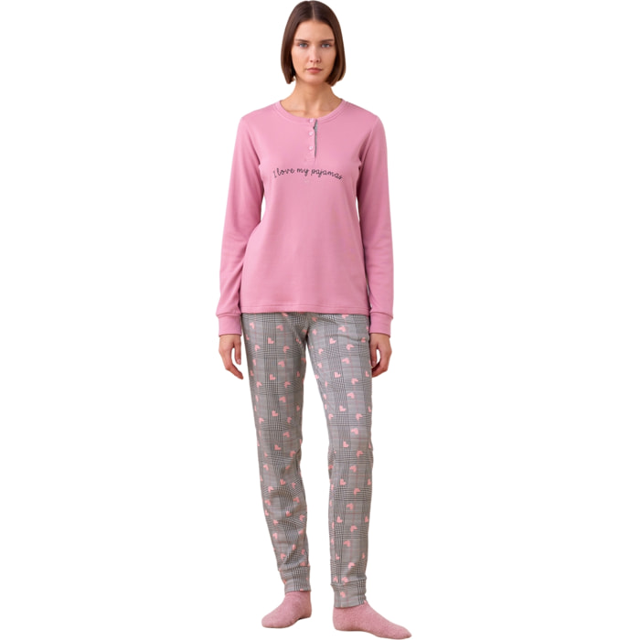 Pigiama donna caldo cotone felpato articolo heart. Noidinotte