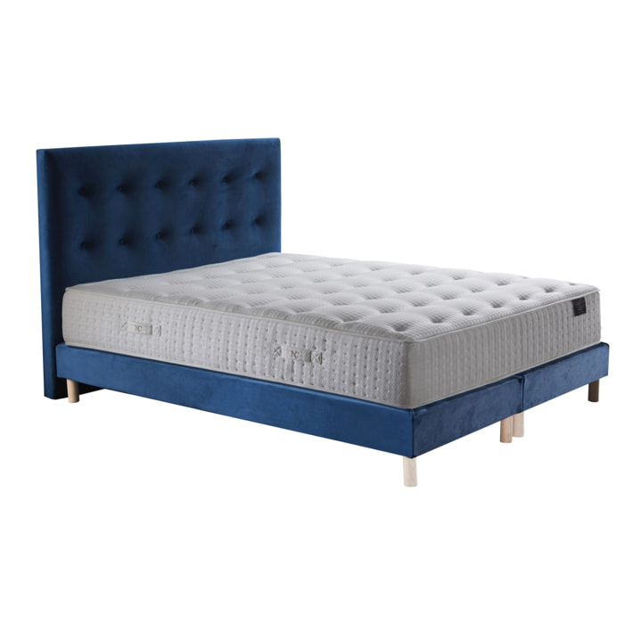 Ensemble Hélios + tête de lit capitonnée - Matelas ressorts ensachés Mémoire de forme Latex