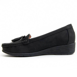 Mocasines De Cuña - Negro - Altura: 3 Cm