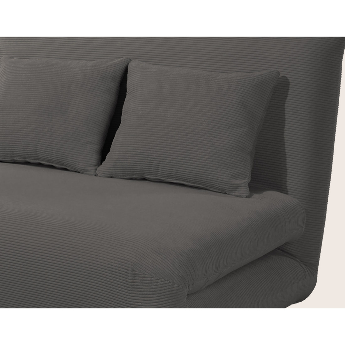 Lumi - Banquette convertible clic-clac 1 place en velours côtelé - Gris