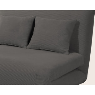 Lumi - Banquette convertible clic-clac 1 place en velours côtelé - Gris