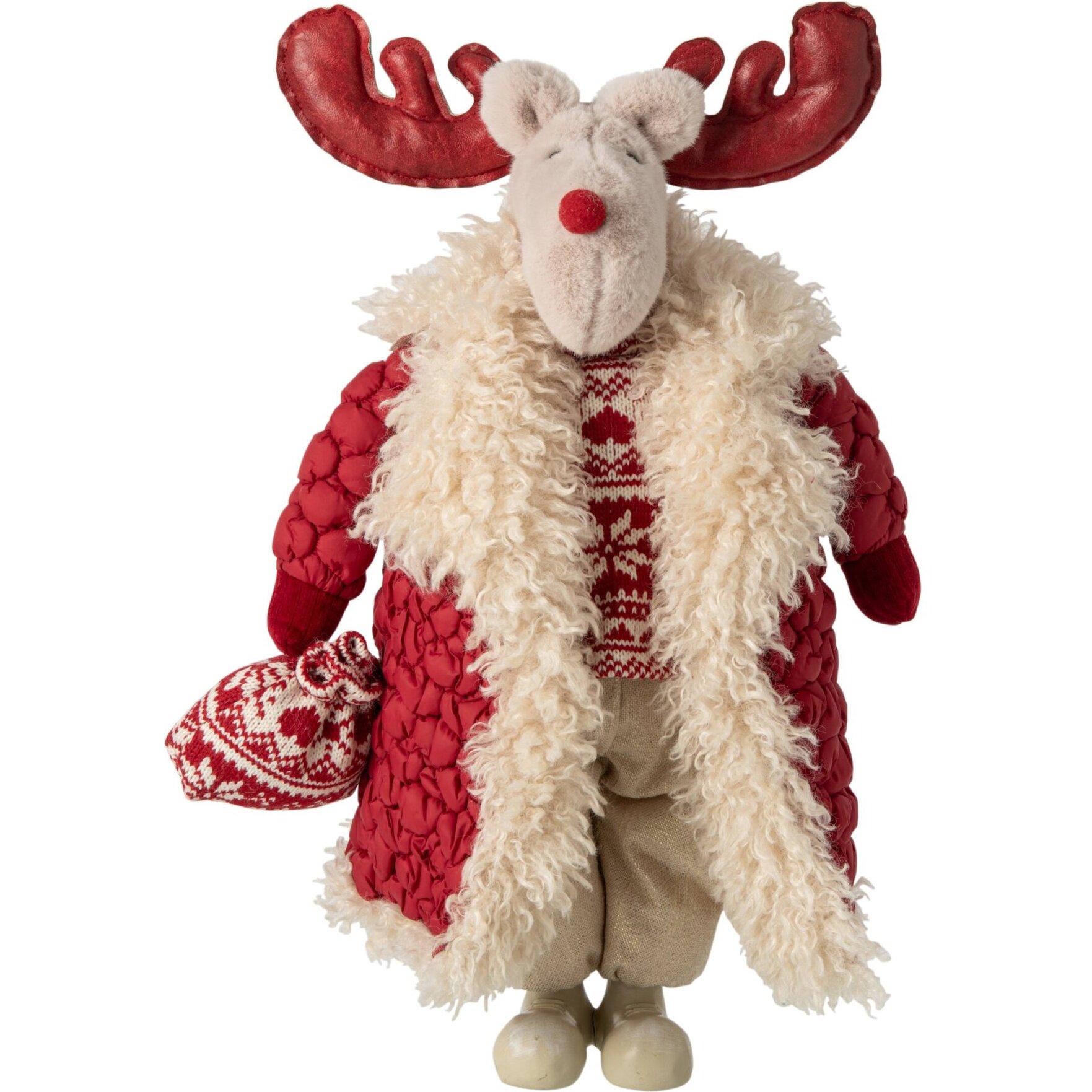 J-Line Élan manteau - polyester - rouge Noël/beige