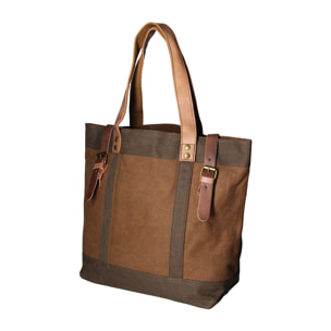 Borsa a mano unisex - Modello Maura - Canvas e pelle - 38.0 x 37.0 x 16.0 cm