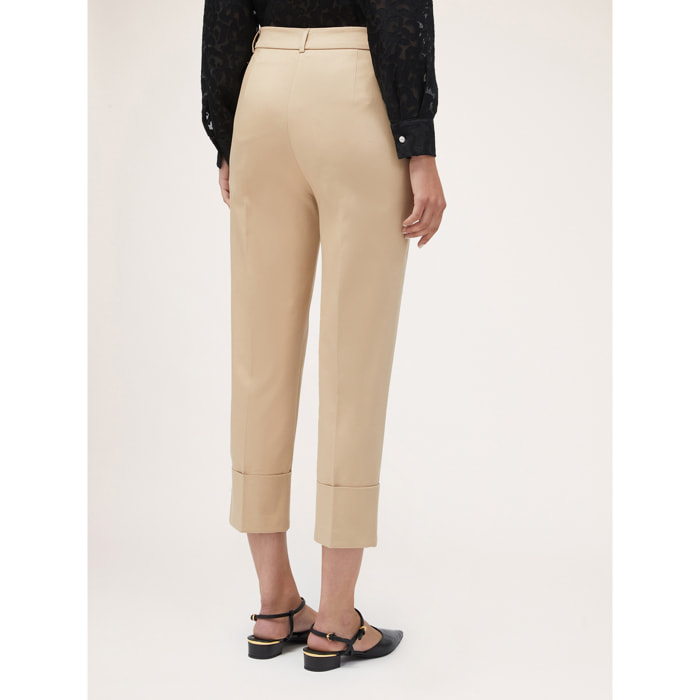 Motivi - Pantaloni regular con alto risvolto - Beige