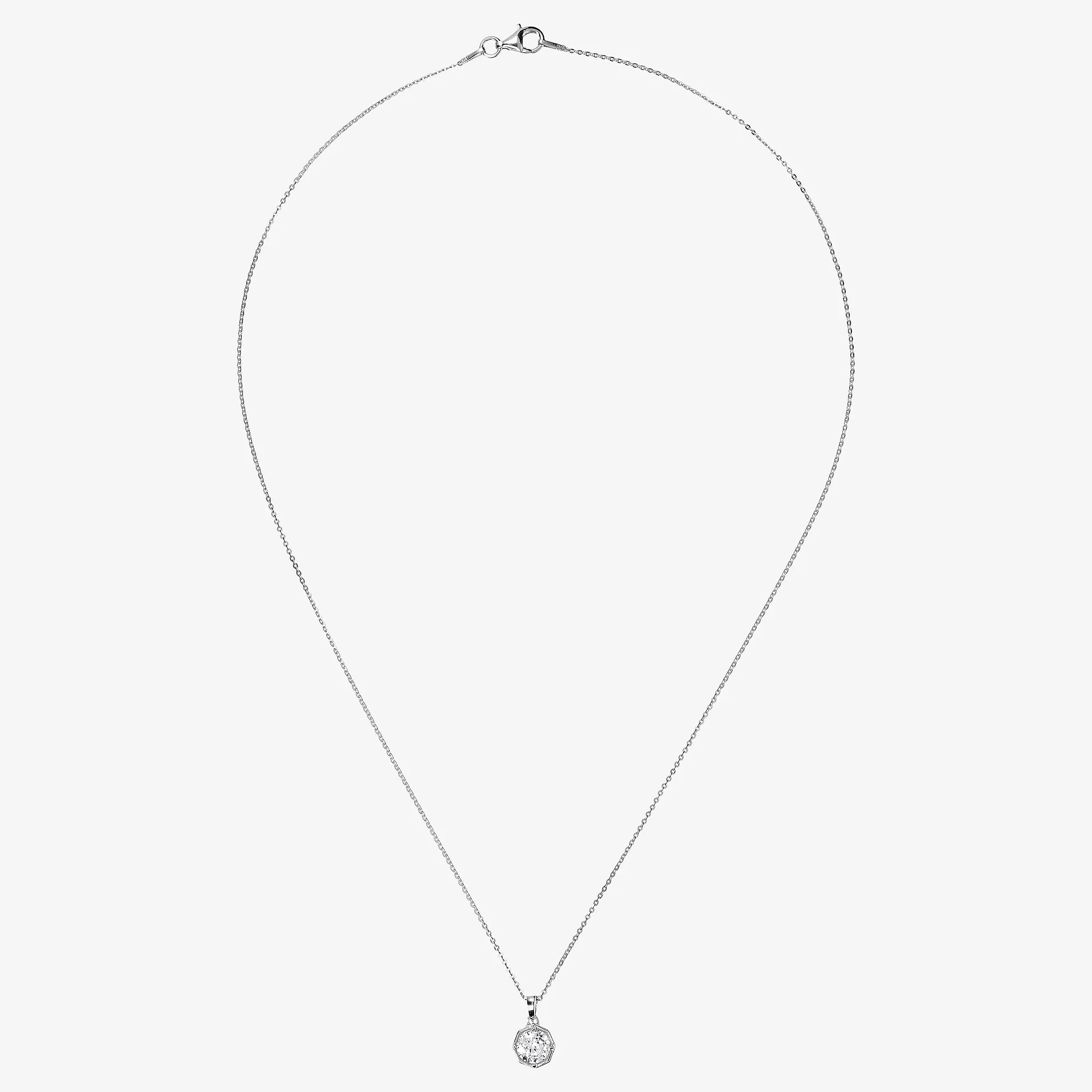 Collana Maglia Rolo Piatta in Argento 925 placcato Platino con Pendente Punto Luce in Cubic Zirconia