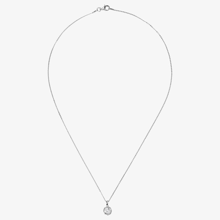Collana Maglia Rolo Piatta in Argento 925 placcato Platino con Pendente Punto Luce in Cubic Zirconia