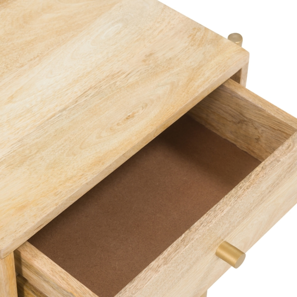 Table de chevet 1 tiroir en bois de manguier et marbre - Doori