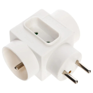 Multiprise murale 2 prises avec terre et 1 prise fiche