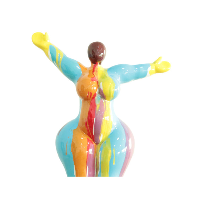 Statue femme debout en résine peinture multicolore H54cm - SUBHA 04