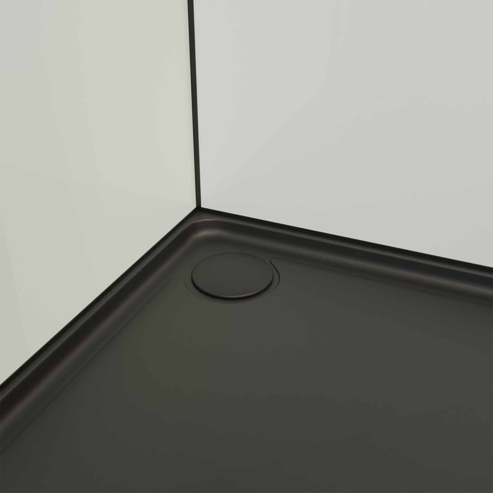 Cabine de douche carrée 80x80x200cm - Porte pivotante - Fonds Blancs - Receveur et Profilés Noirs