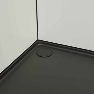 Cabine de douche carrée 80x80x200cm - Porte pivotante - Fonds Blancs - Receveur et Profilés Noirs