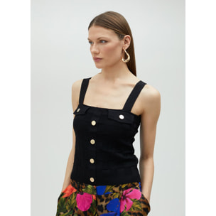 Top in maglia con bottoni