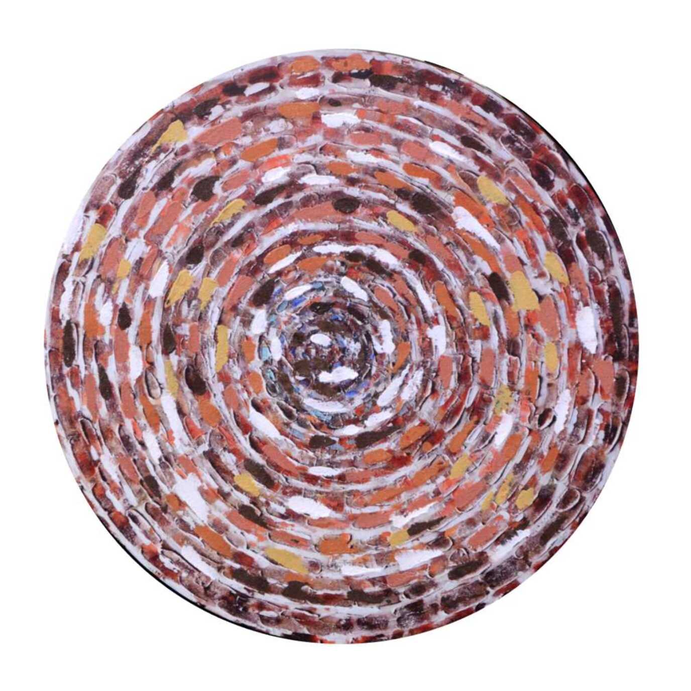 Quadro in legno astratto arancione tondo cm ø60h2,5