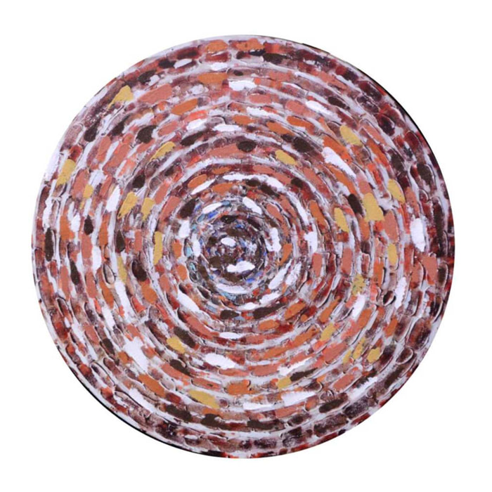 Quadro in legno astratto arancione tondo cm ø60h2,5