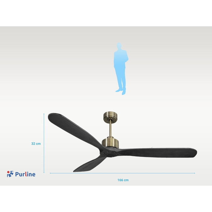 Ventilateur de plafond Réversible  Thermostat Wifi Moteur à courant continu Toits en pente Télécommande Hypersilence Mémoire FullWood