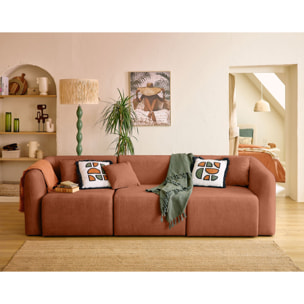 Ikare - module d'assise d'angle gauche - en tissu - Terracotta