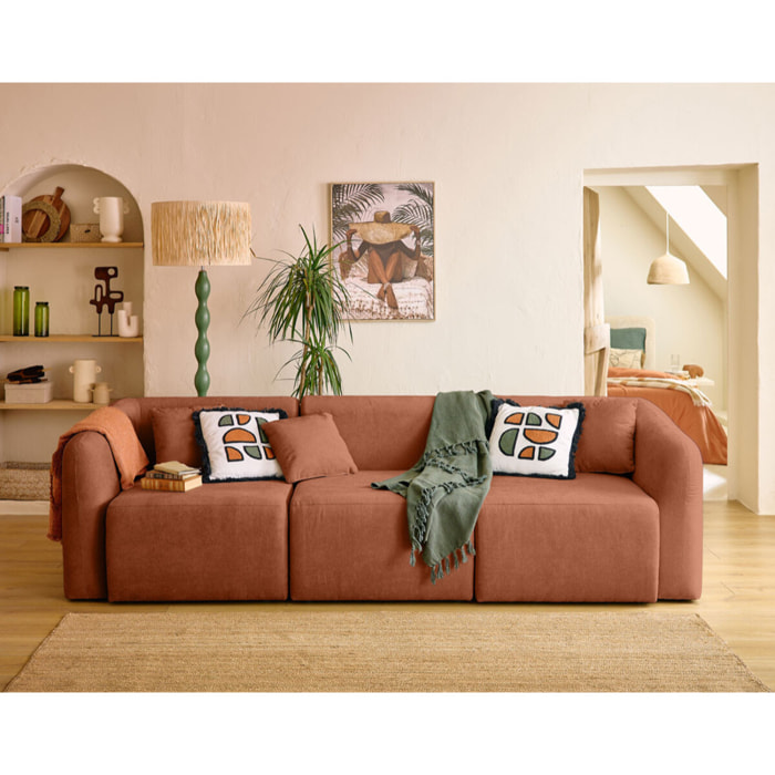 Ikare - module d'assise d'angle gauche - en tissu - Terracotta