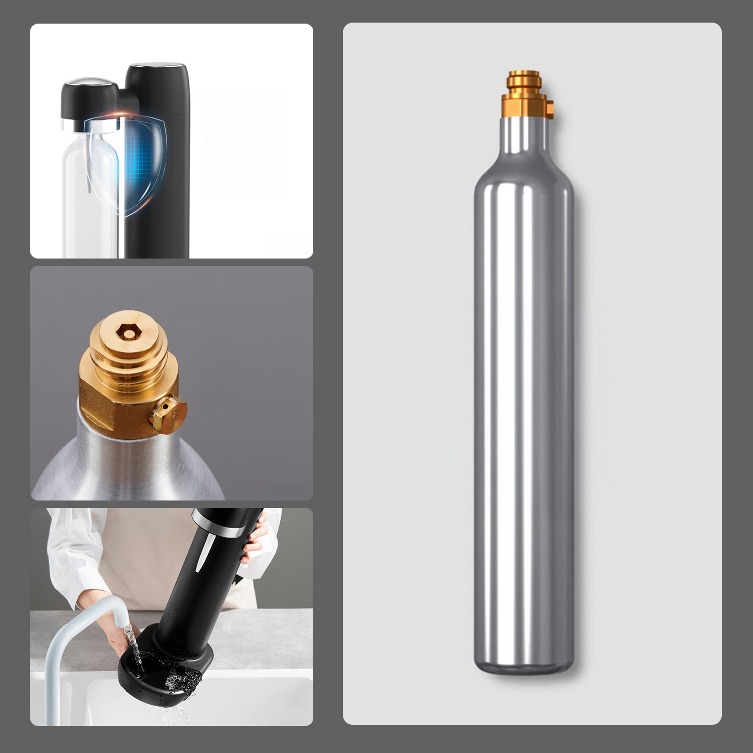 Máquina KT-168A para preparar agua con gas y bebidas carbonatadas en casa. Incluye botella de 1L.