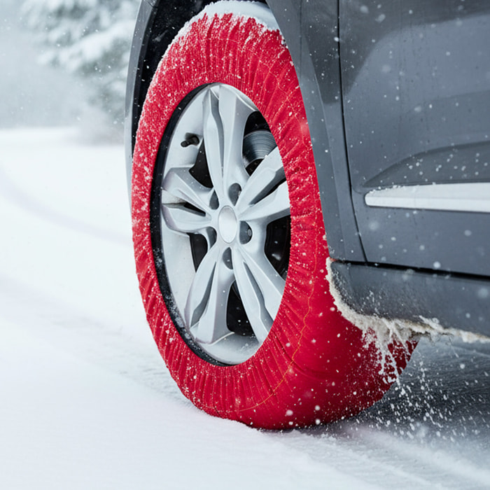 Calze da Neve Omologate EN 16662-1 Per Auto SUV Coppia di Catene Tessili Antisdrucciolo per Pneumatici R15-R24 Facili da Montare Con Guanti Borsa Xxl